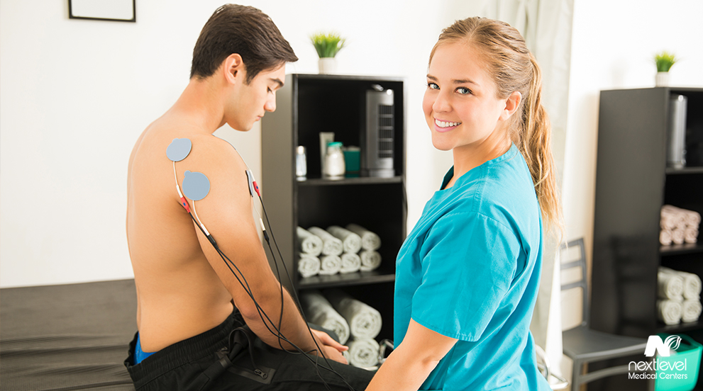 Physical Therapist Using Electrical Stimulation